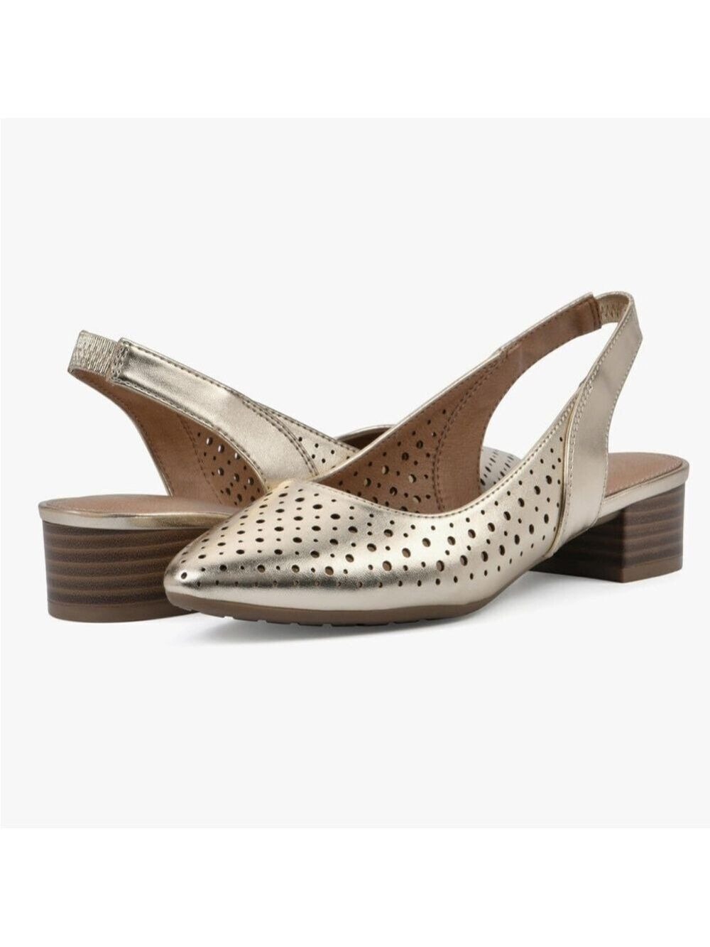 White Mountain Gold Slingback Heels Size 10 Wide